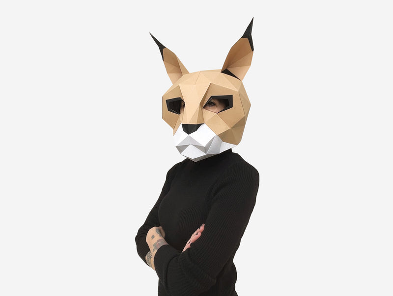 Caracal / Wild Cat Mask <br> DIY Paper Mask Template