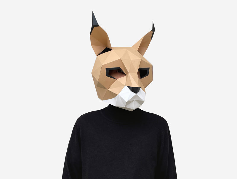 Caracal / Wild Cat Mask <br> DIY Paper Mask Template