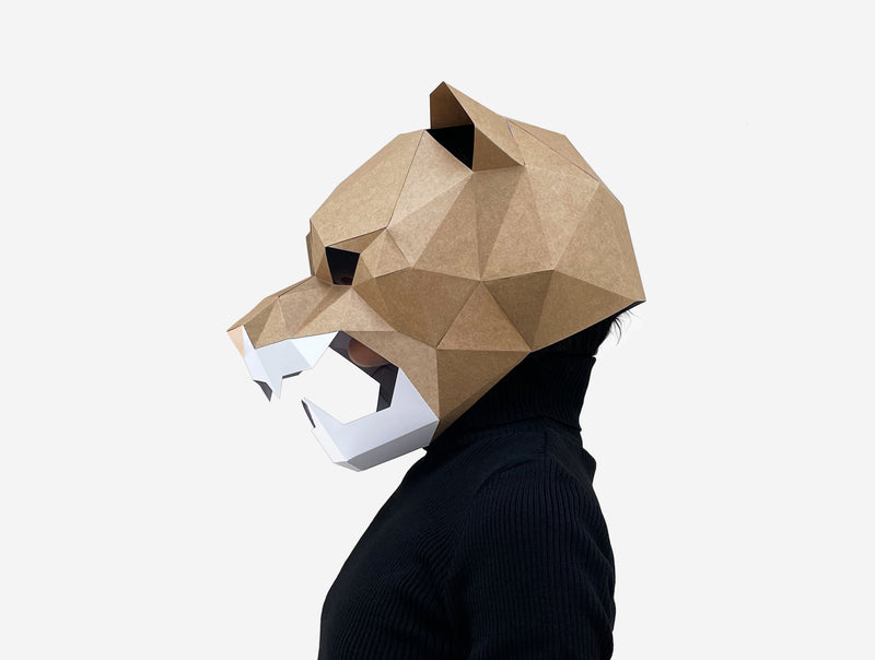 Cougar Roaring Mask <br> DIY Paper Mask Template