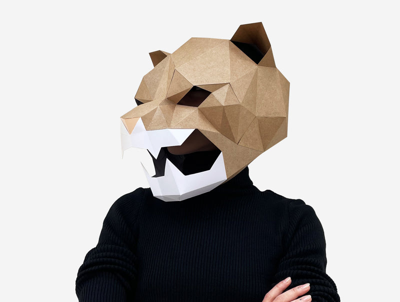 Cougar Roaring Mask <br> DIY Paper Mask Template