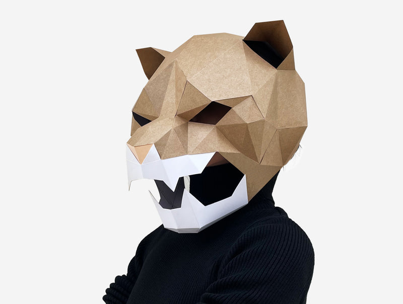 Cougar Roaring Mask <br> DIY Paper Mask Template