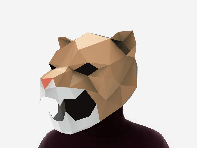 Cougar Roaring Mask <br> DIY Paper Mask Template