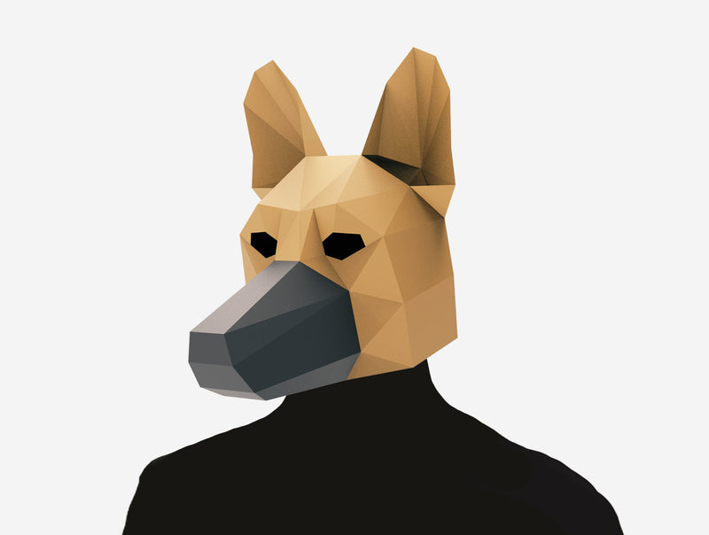 German Shepherd Dog Mask <br> DIY Paper Mask Template