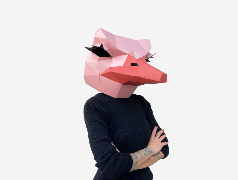 Ostrich Mask <br> DIY Paper Mask Template