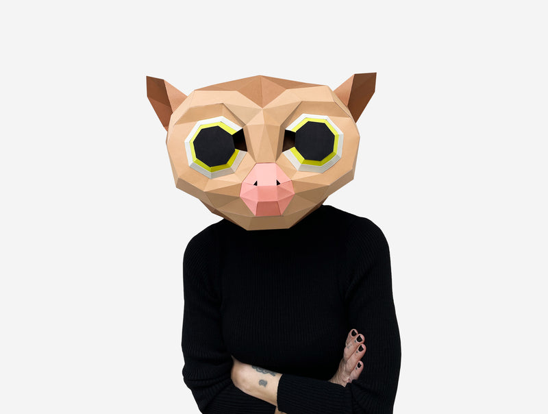 Tarsier Mask <br> DIY Paper Mask Template