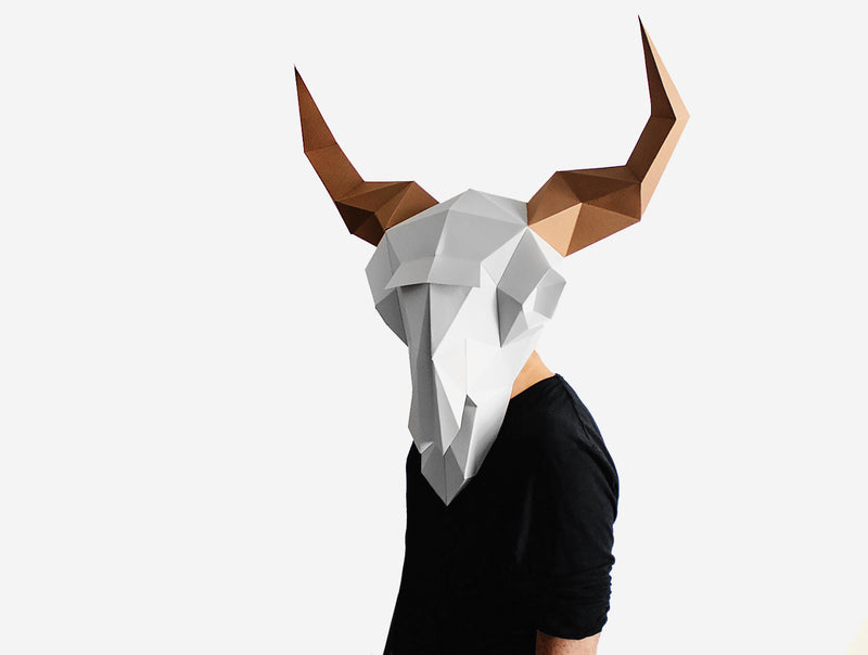 Bison Skull Mask <br> DIY Paper Mask Template