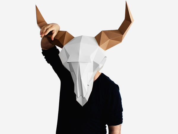 Bison Skull Mask <br> DIY Paper Mask Template