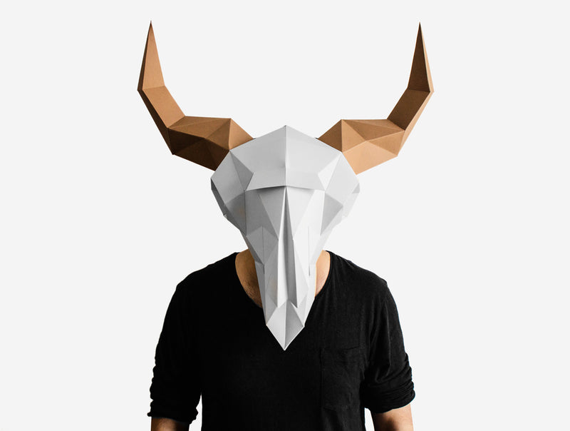 Bison Skull Mask <br> DIY Paper Mask Template