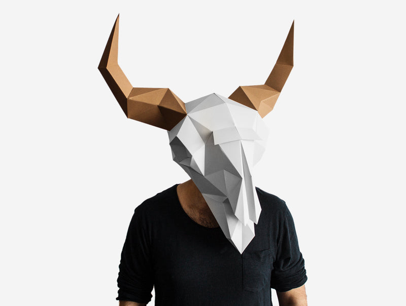 Bison Skull Mask <br> DIY Paper Mask Template