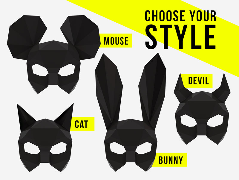 Bunny Half Mask <br> DIY Paper Mask Template