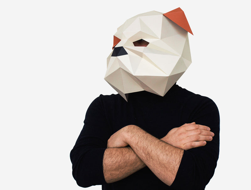 Bulldog Dog Mask <br> DIY Paper Mask Template