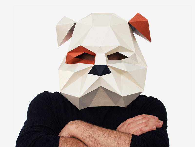 Bulldog Dog Mask <br> DIY Paper Mask Template