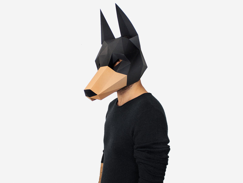 Doberman Dog Mask <br> DIY Paper Mask Template