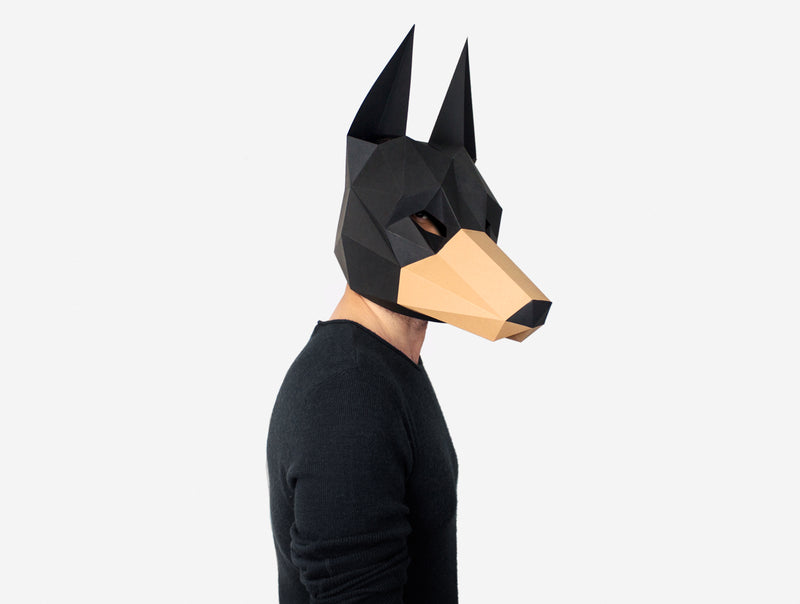 Doberman Dog Mask <br> DIY Paper Mask Template