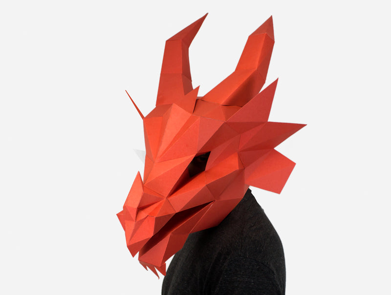 Fire Dragon Mask <br> DIY Paper Mask Template