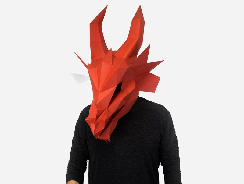 Fire Dragon Mask <br> DIY Paper Mask Template