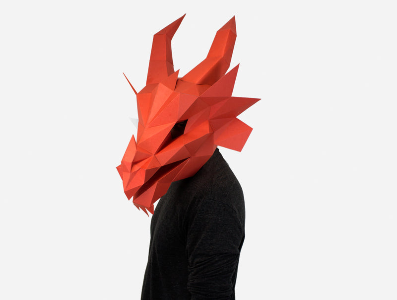 Fire Dragon Mask <br> DIY Paper Mask Template