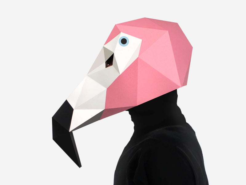 Flamingo Bird Mask <br> DIY Paper Mask Template