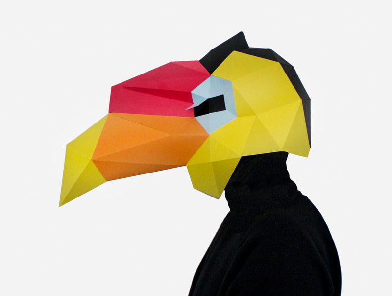 Hornbill Bird Mask <br> DIY Paper Mask Template