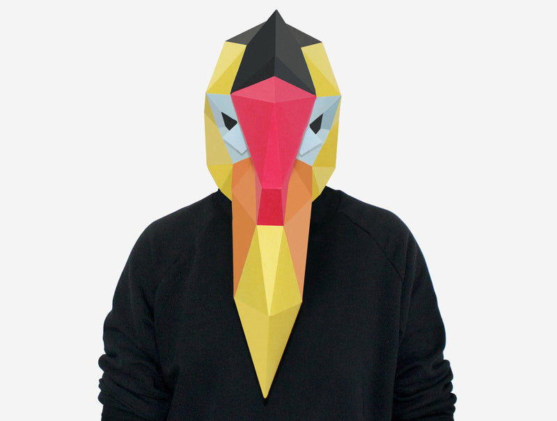 Hornbill Bird Mask <br> DIY Paper Mask Template