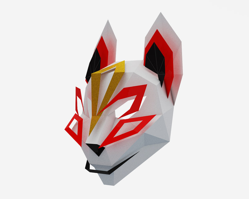 Kitsune Half Mask <br> DIY Paper Mask Template