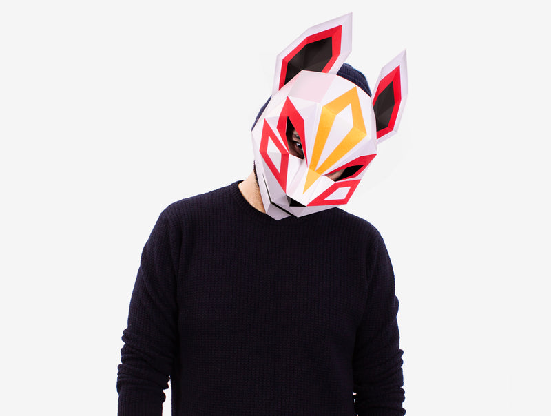 Kitsune Half Mask <br> DIY Paper Mask Template