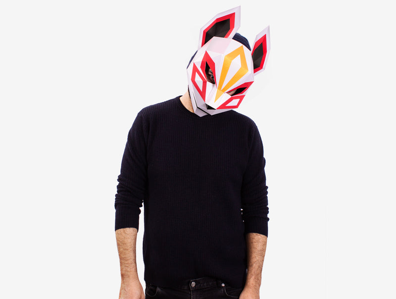 Kitsune Half Mask <br> DIY Paper Mask Template