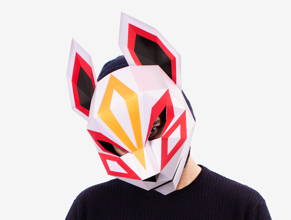 Kitsune Half Mask <br> DIY Paper Mask Template