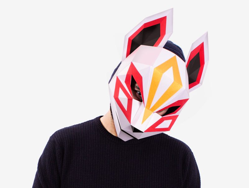 Kitsune Half Mask <br> DIY Paper Mask Template