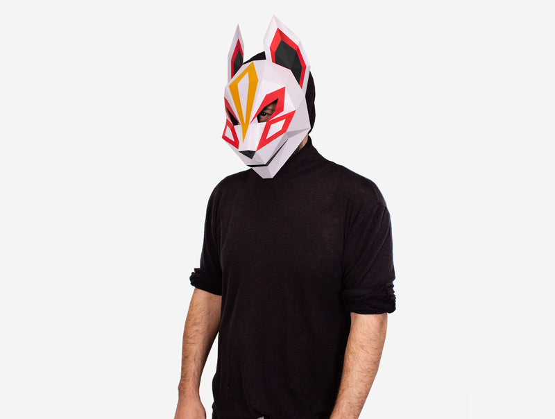 Kitsune Half Mask <br> DIY Paper Mask Template