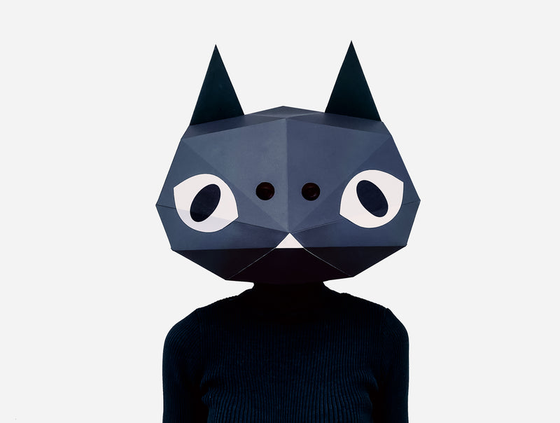 Cute Kitten Half Mask <br> DIY Paper Mask Template