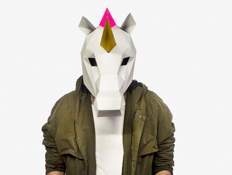 Rainbow Unicorn Mask <br> DIY Paper Mask Template