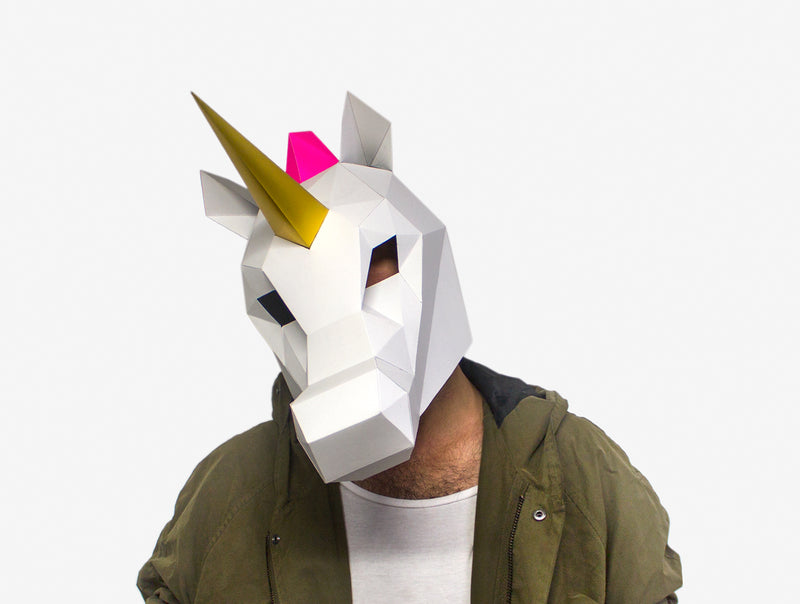 Rainbow Unicorn Mask <br> DIY Paper Mask Template