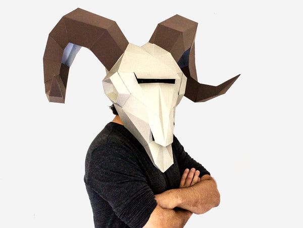 Ram Skull Mask <br> DIY Paper Mask Template