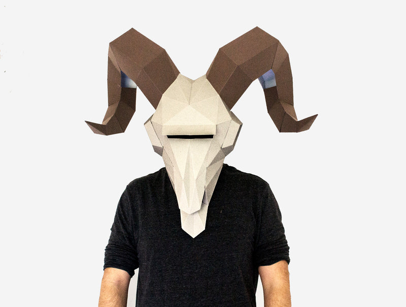 Ram Skull Mask <br> DIY Paper Mask Template