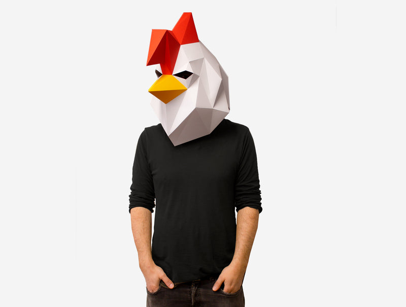 Rooster Mask <br> DIY Paper Mask Template