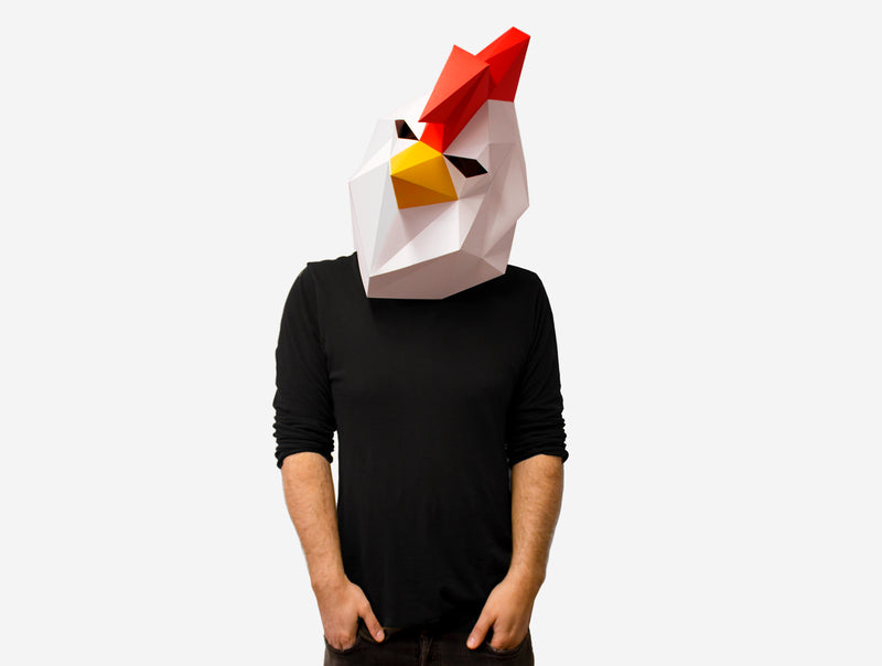 Rooster Mask <br> DIY Paper Mask Template