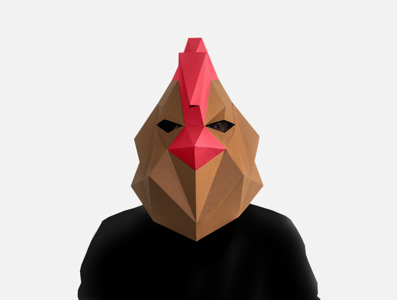 Rooster Mask <br> DIY Paper Mask Template