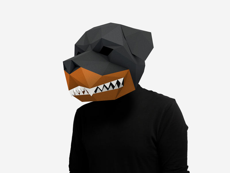 Grinning Rottweiler Dog Mask <br> DIY Paper Mask Template