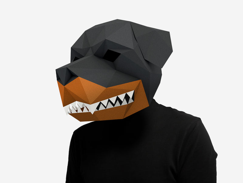 Grinning Rottweiler Dog Mask <br> DIY Paper Mask Template