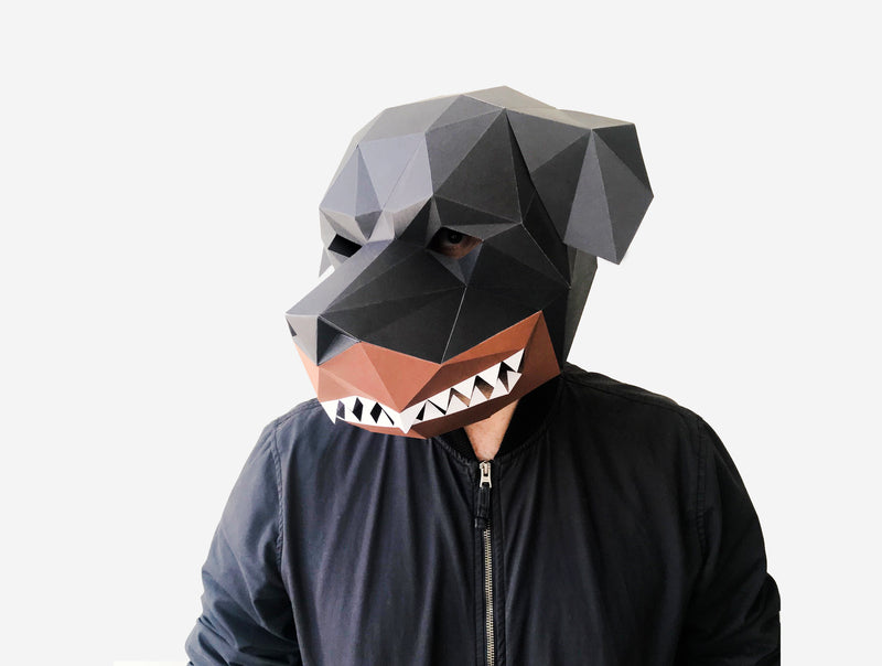 Grinning Rottweiler Dog Mask <br> DIY Paper Mask Template