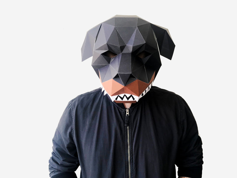 Grinning Rottweiler Dog Mask <br> DIY Paper Mask Template