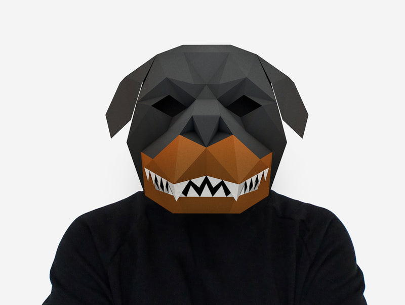 Grinning Rottweiler Dog Mask <br> DIY Paper Mask Template