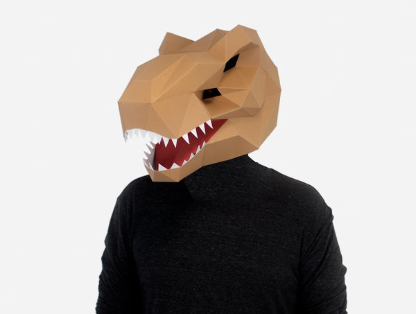 T-Rex Dinosaur Mask <br> DIY Paper Mask Template