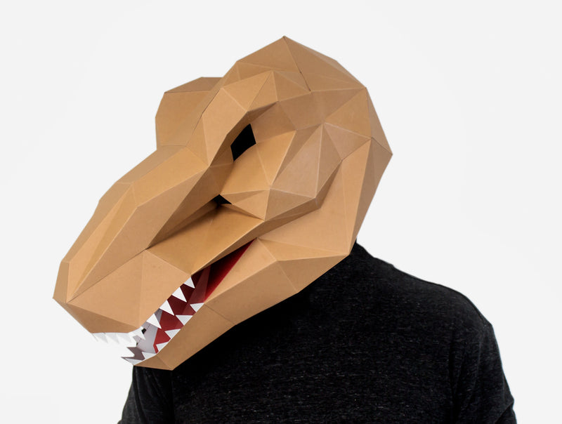 T-Rex Dinosaur Mask <br> DIY Paper Mask Template