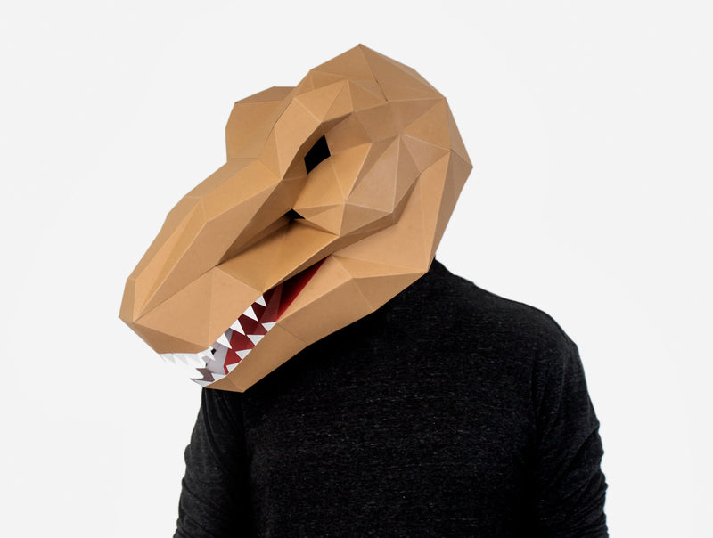 T-Rex Dinosaur Mask <br> DIY Paper Mask Template