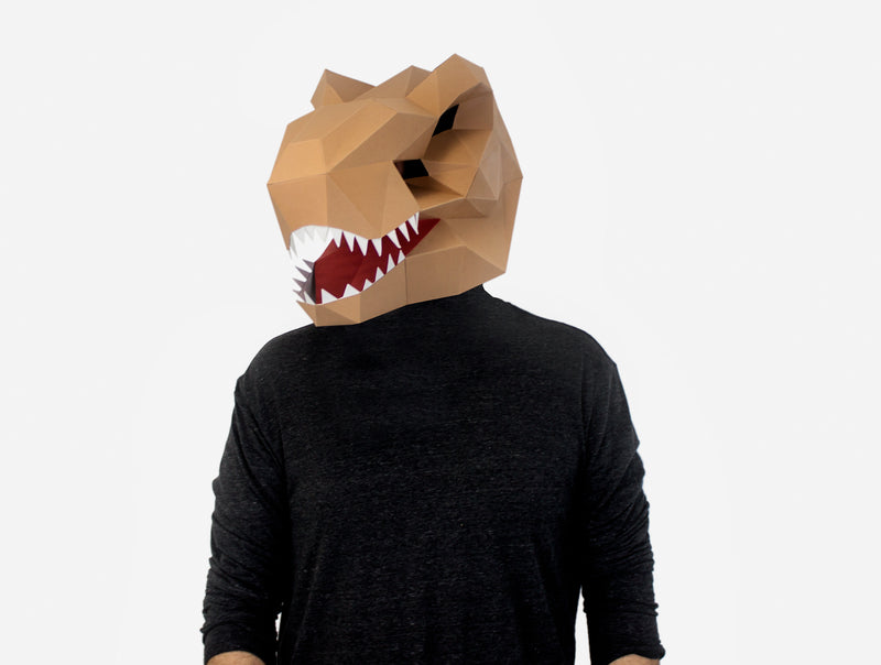 T-Rex Dinosaur Mask <br> DIY Paper Mask Template