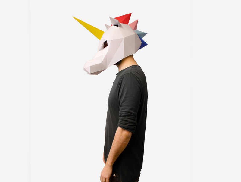 Rainbow Unicorn Mask <br> DIY Paper Mask Template