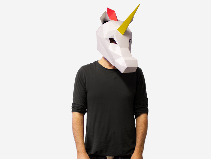 Rainbow Unicorn Mask <br> DIY Paper Mask Template