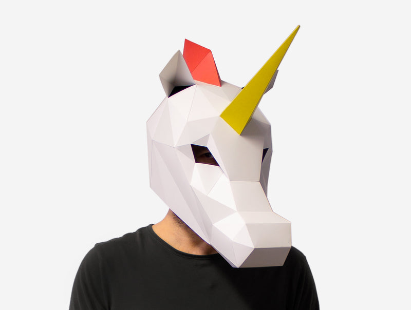 Rainbow Unicorn Mask <br> DIY Paper Mask Template